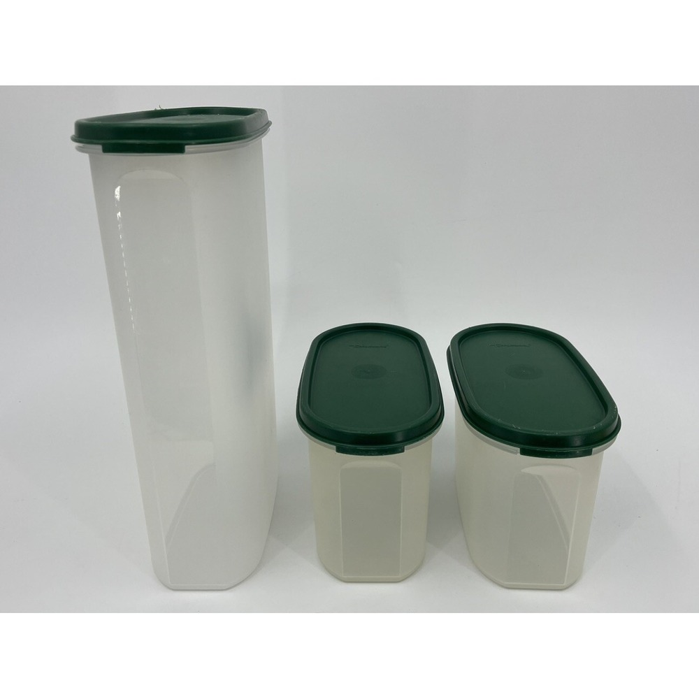 Tupperware‎ Modular Mates Oval Storage Set of 3 Green Seals 1612 1615 1616